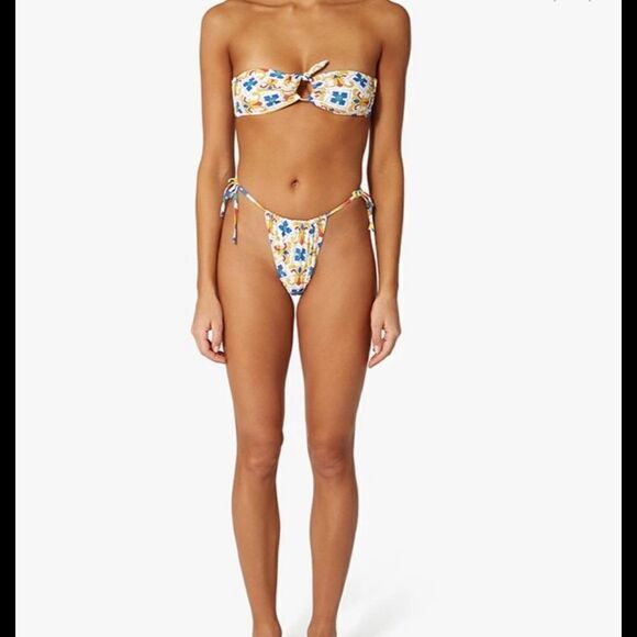 Pearl Multi Tile Ruched String Bikini Bottom - Picture 5 of 7
